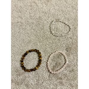 Crystal Bracelets (Rose Quartz, Clear Quartz, and Tiger's Eye)